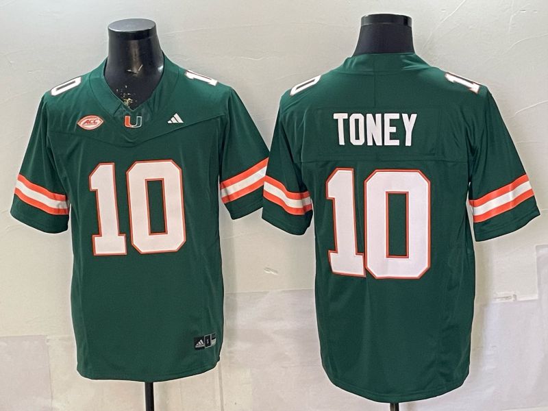 Men 2026 Miami Hurricanes #10 Toney Green 3th generations Limited NCAA Jersey 051